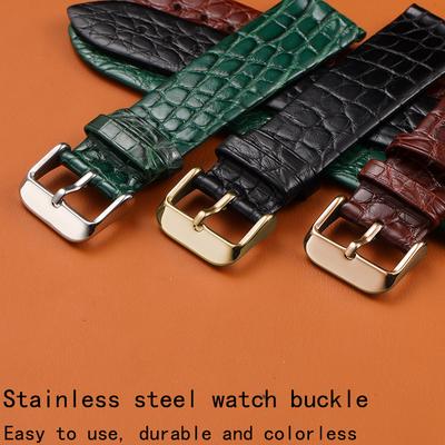 Handmade Alligator Leather Watchband Ultra Thin 18 19 20 21 22MM Black Brown Soft Strap, Quick Release Bracelet