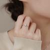 Adjustable Open Ring Women Sterling With Sweet Zircon Stone Minimalist Chic Jewelry