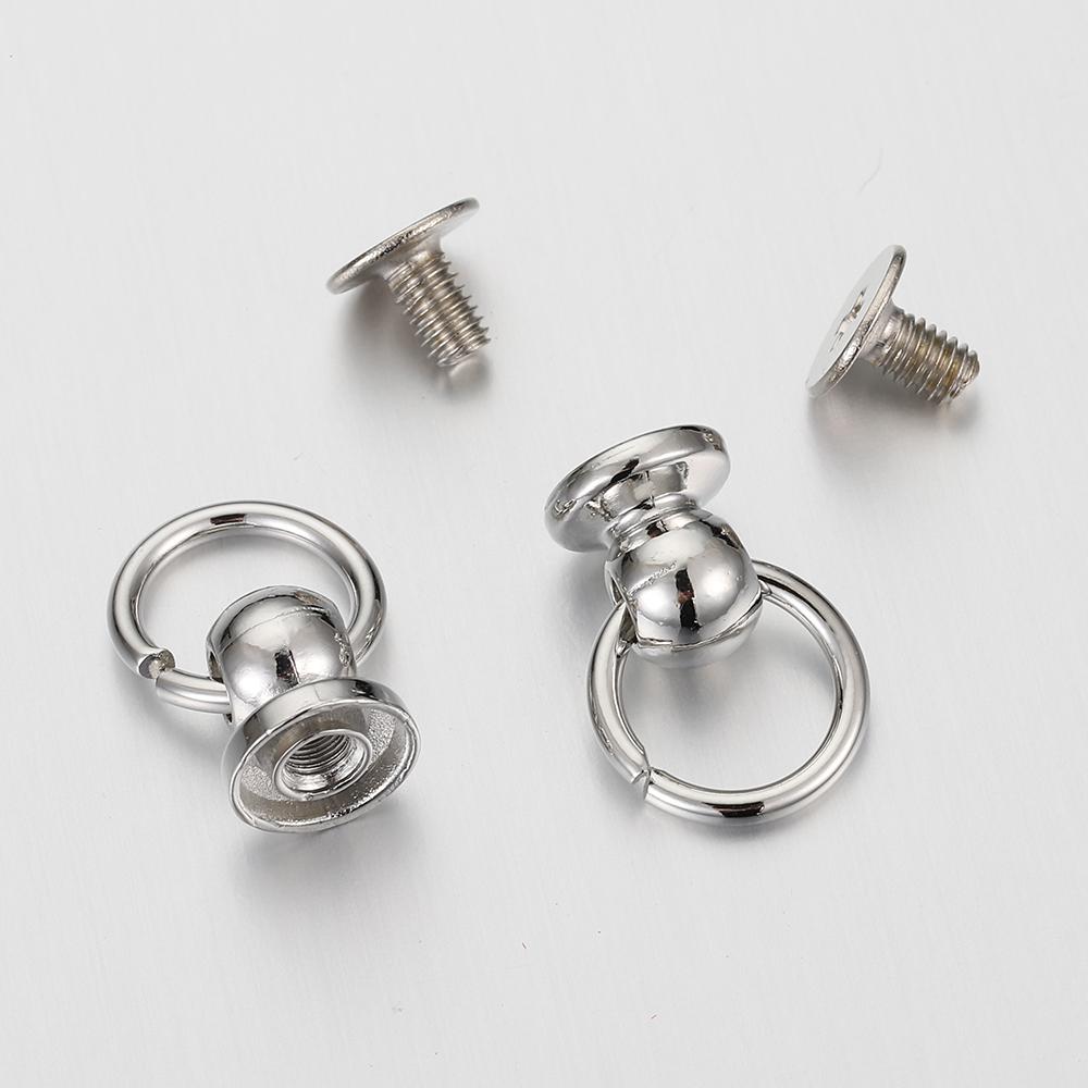 20pcs Metal Ball Post With O Ring Studs Rivets Nail Screwback Round Head Spots Spikes Leather Craft Phone Case Decor Accessories