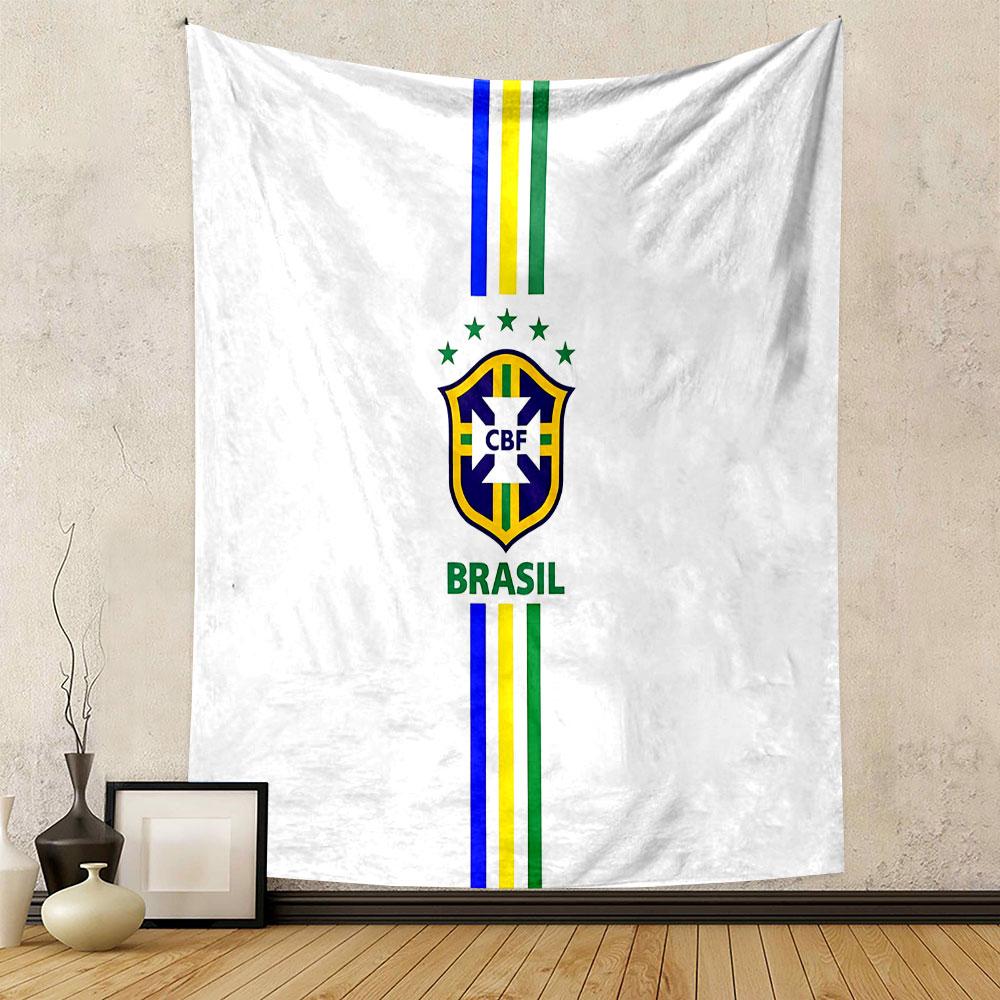 "Brazil CBF Football Emblem Design" Patterned tapestry home decor, suitable for bedroom and living room, gift