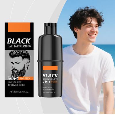 5-in-1 Shampoo, Men's Black Shampoo With Herbal Ingredients, Hair Color Shampoo, Covering Shampoo, 100ML