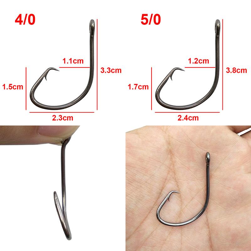 50pcs 7381 High Carbon Steel Fishing Hooks Black Wide Gap Offset Sport Circle Bait Fishing Hook Size 1 1/0 2/0 3/0 4/0 5/0