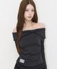 ILLIGO Bow Off-Shoulder Long Sleeve Black