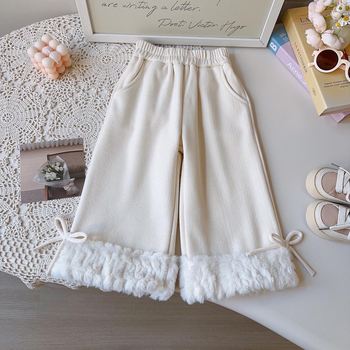 

Girls Flared Winter Pants: Thick, Warm, Plush, Cute & Long (BWB056) Size 140