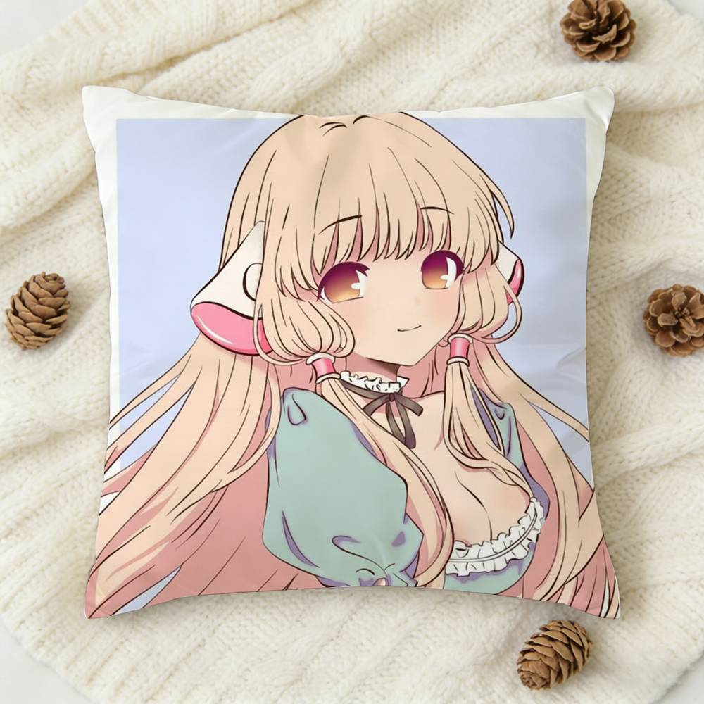 Anime C-Chobits Kawaii Girl Cute Double-Sided Printed Square Decorative Cushion Cover For Sofa Living Room Home Decor