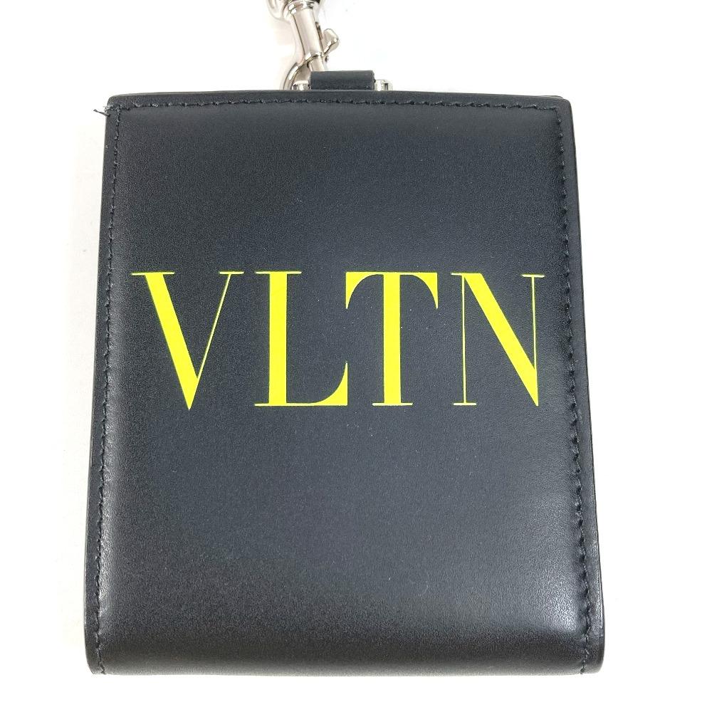 VALENTION VLTN Logo Neck strap Wallet Coin Case Purse Bifold Wallet Black