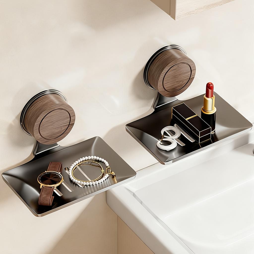 Powerful Adhesive Soap Dish with Suction Cup,Soap Drainage Holder Ideal for Home Bathroom Sink Wall-Mounted Soap Storage Rack