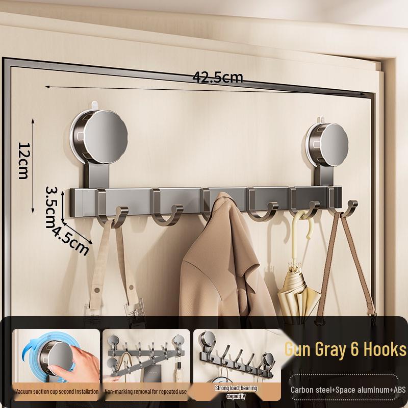 Strong Adhesive No-Drill Suction Cup Door Hook for Clothes and Storage