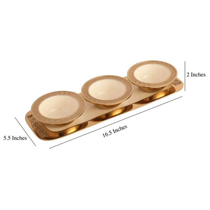 Metal Serve Bowl Tray Set | 42 x 14 x 5 cm