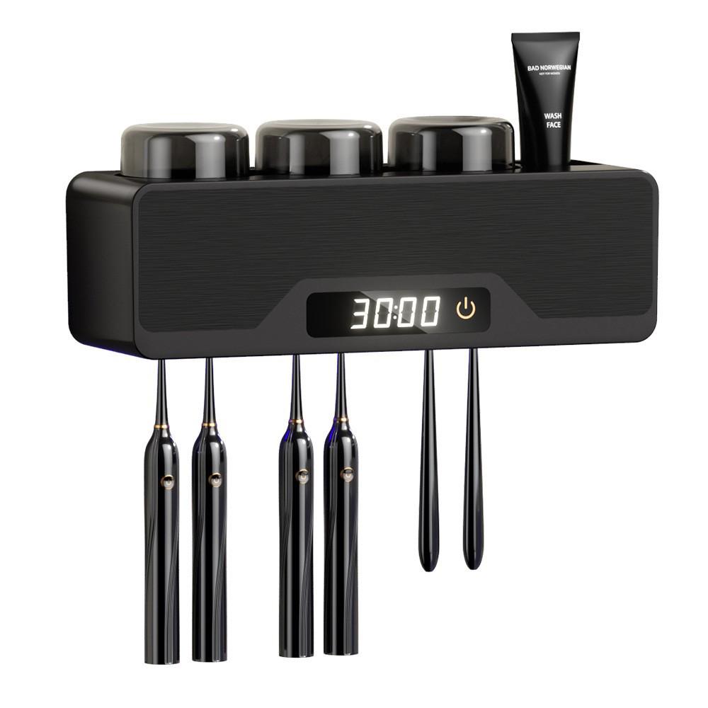 Chytrý nástěnný držák na zubní kartáčky UV dezinfektor se sušením a úložným kelímkem