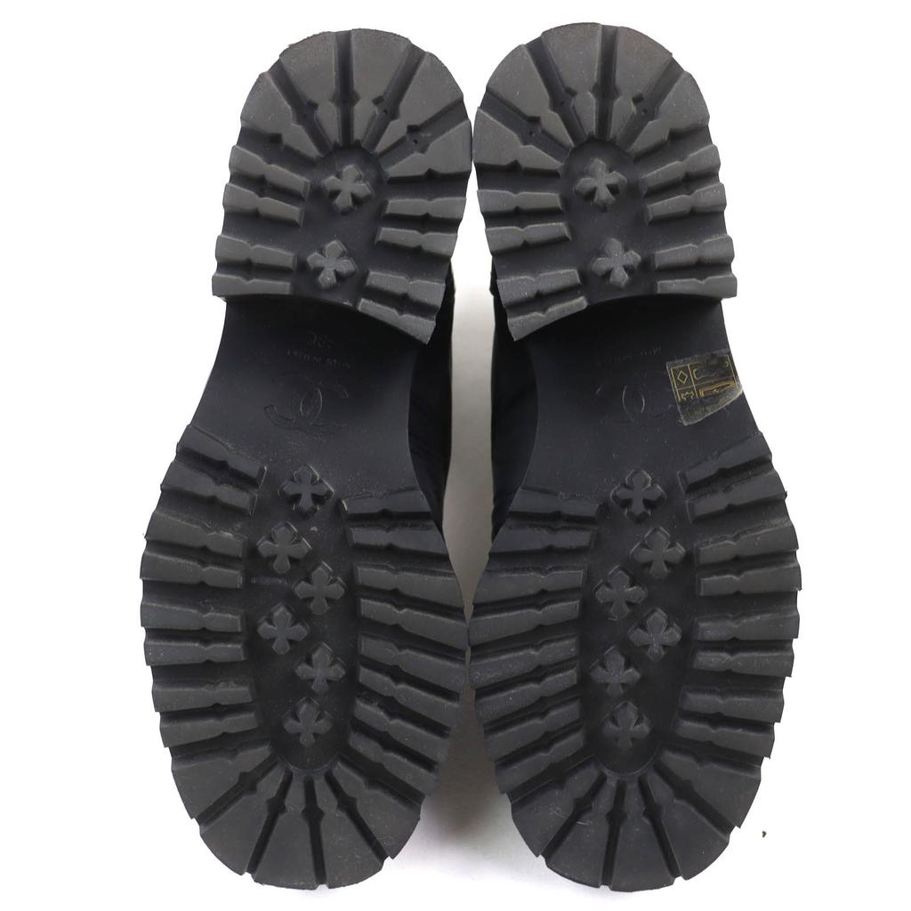 Excellent CHANEL short boots COCO Mark pearl front zip patent 38 G45183 23B Used