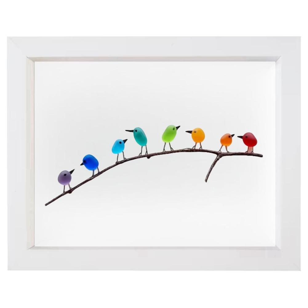 Sea Glass Rainbow Bird Ornament Wall Decoration Art Wall Hanging Birthday Gift Living Room Bedroom Ornament Decoration Crafts