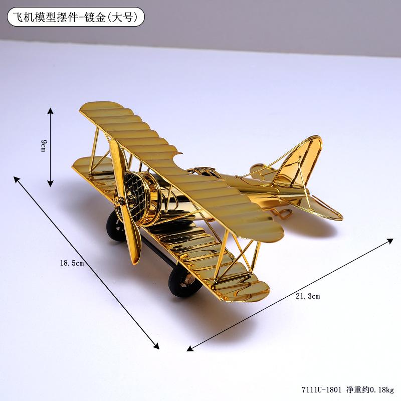Vintage Iron Aircraft Model Decoration American Simulation Electroplating Aircraft Living Room TV Cabinet Bookshelf Decoration