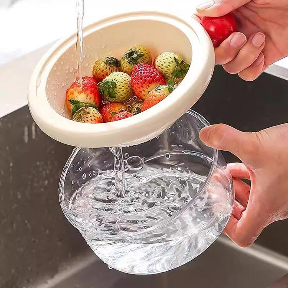 1Pieces Food Drain Basket Double-layer Fruit And Vegetable Washing Basket Home Kitchen Drainer Gadgets Outdoor Tableware