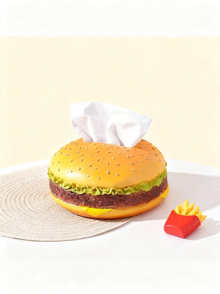 1pc Hamburger tissue box, living room tissue box, household tissue box, tissue box, home bathroom decoration, bathroom storage
