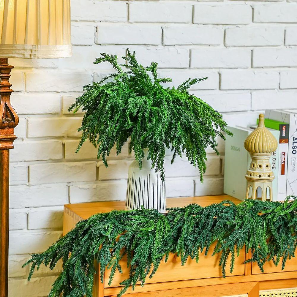DIY Wreath Artificial Norfolk Pine Branches Artificial Plastic Plants  Desktop Living Room Decor