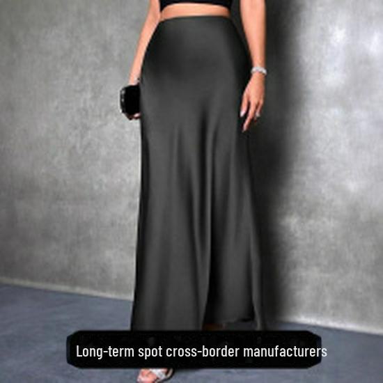 Damen Frühling/Sommer Schmaler Satin-Fischschwanzrock