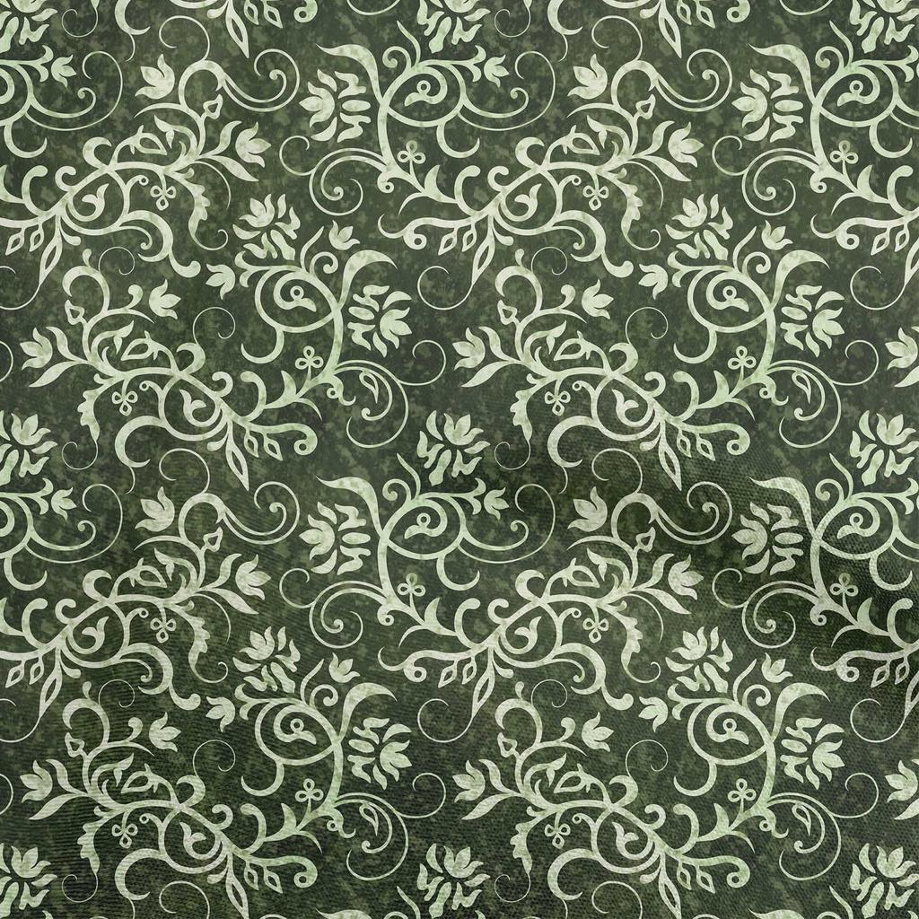 oneOone Cotton Flex Dark Olive Green Fabric Asian Batik Floral Fabric For Sewing Printed Craft Fabric By The Yard 40 Inch