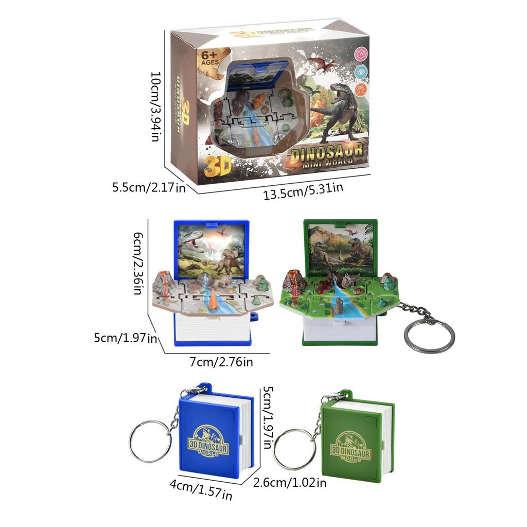 Fashion Dinosaur Keyrings 3D Dinosaur Book Keychain Folding Pop-Up Book Keychain Dinosaur Toy for Kids Toy Party Favor