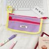 Retro Color Transparent Pencil Bag Nylon Zipper Stationery Bag Portable Mesh Pencil Case  Outdoor