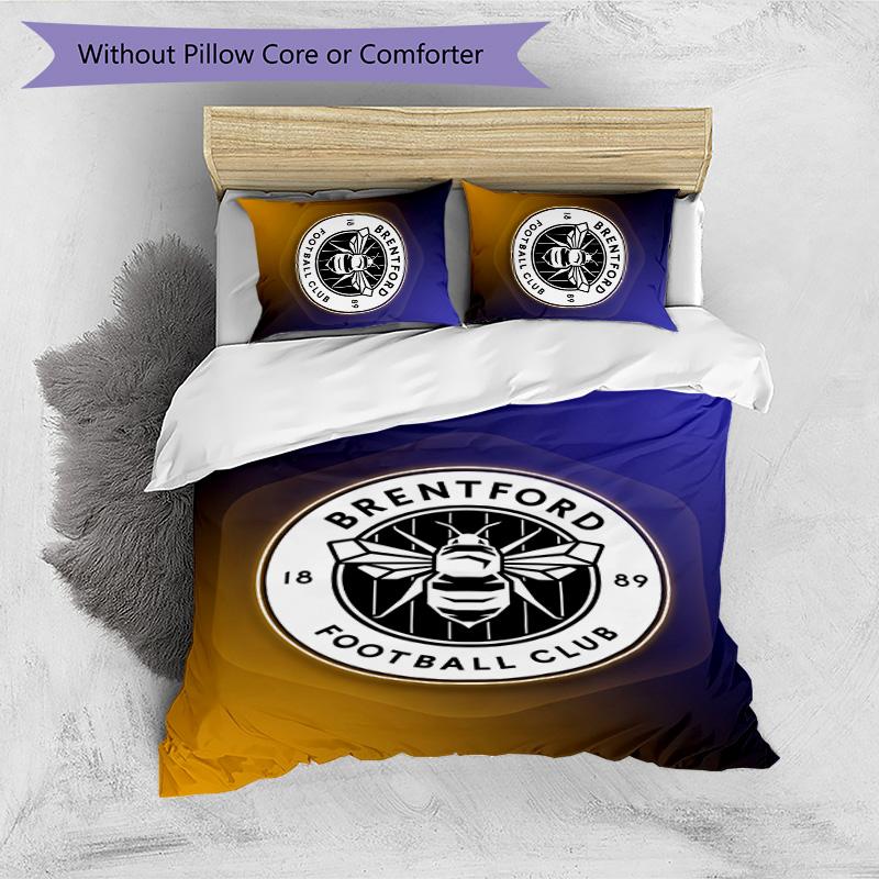 Brentford Football Printed 3 Pieces Bedding Set, Comfortable Skin Friendly Bedroom Duvet Cover Set