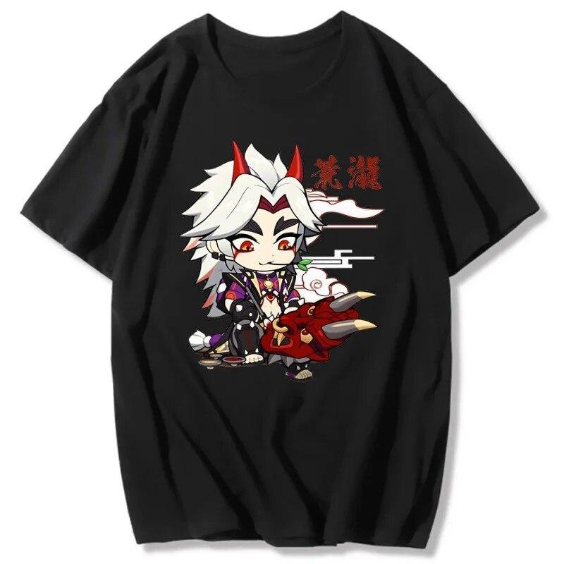 

Genshin Impact Arataki Itto 2D Print Літня чоловіча/жіноча футболка з круглим вирізом Повсякденна бавовна з короткими рукавами Модний пуловер Одяг унісекс 4XL