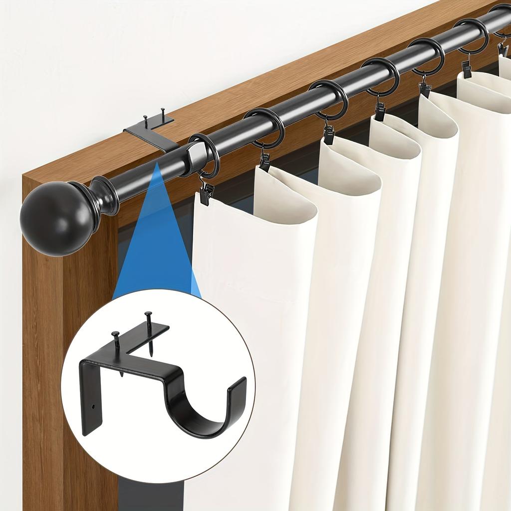 2 Pezzi Staffe per Tende Robuste - Supporti Singoli a Gancio per Aste per Tende da Finestra