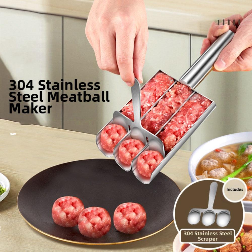 Meatball Maker With Scraper,304 Stainless Steel Ball Maker Tool For Beef,Chicken Meatball Scoop Maker Stainless Steel Kitchen