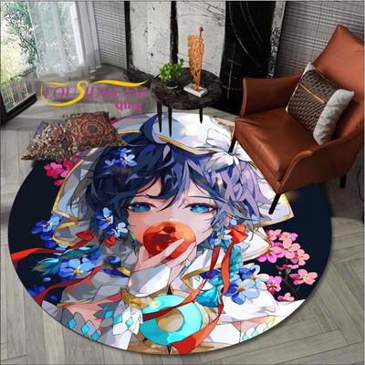 Videojuego Genshin Impact Anime alfombra Retro alfombra redonda decoración para sala de estar alfombras alfombras para cama habitación silla Mat regalos