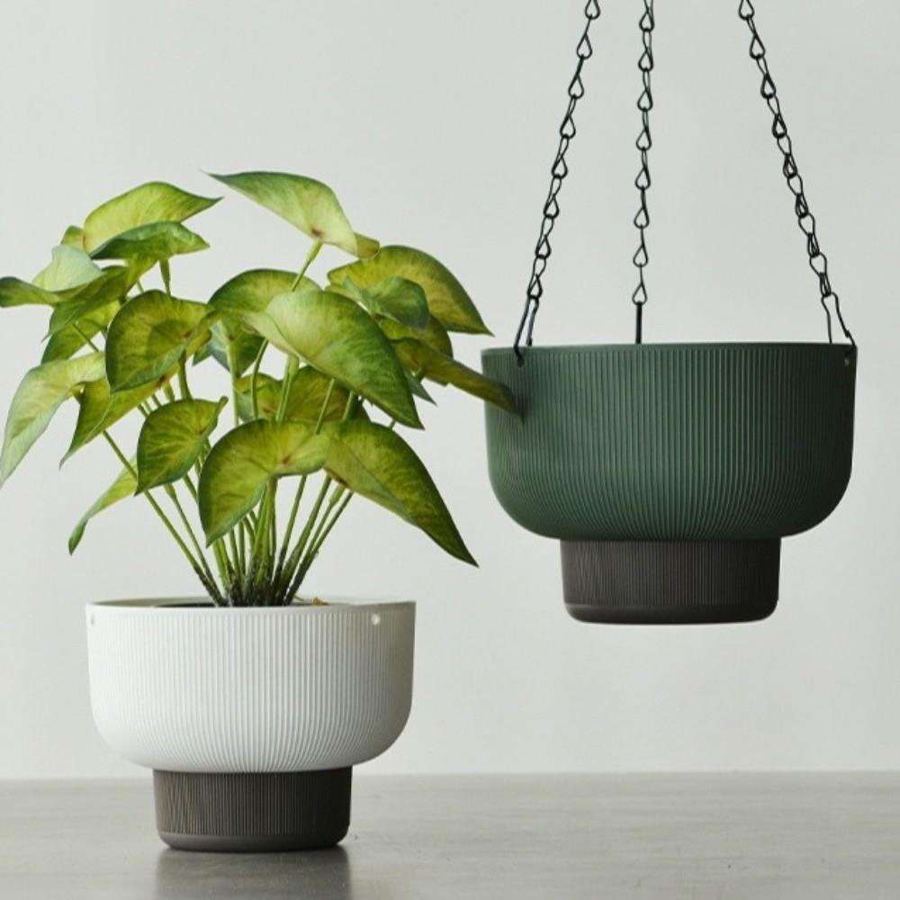 Drainage Self Watering Hanging Planters Chain Hooks Vertical Flowerpot  Indoor Plants