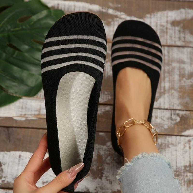 

Fashion New Women Toe Flat Shoes Solid Color Knitted Slip on Shoes Casual Breathable Ballet Flats Women Flat Shoes Loafers Women 36 чёрный