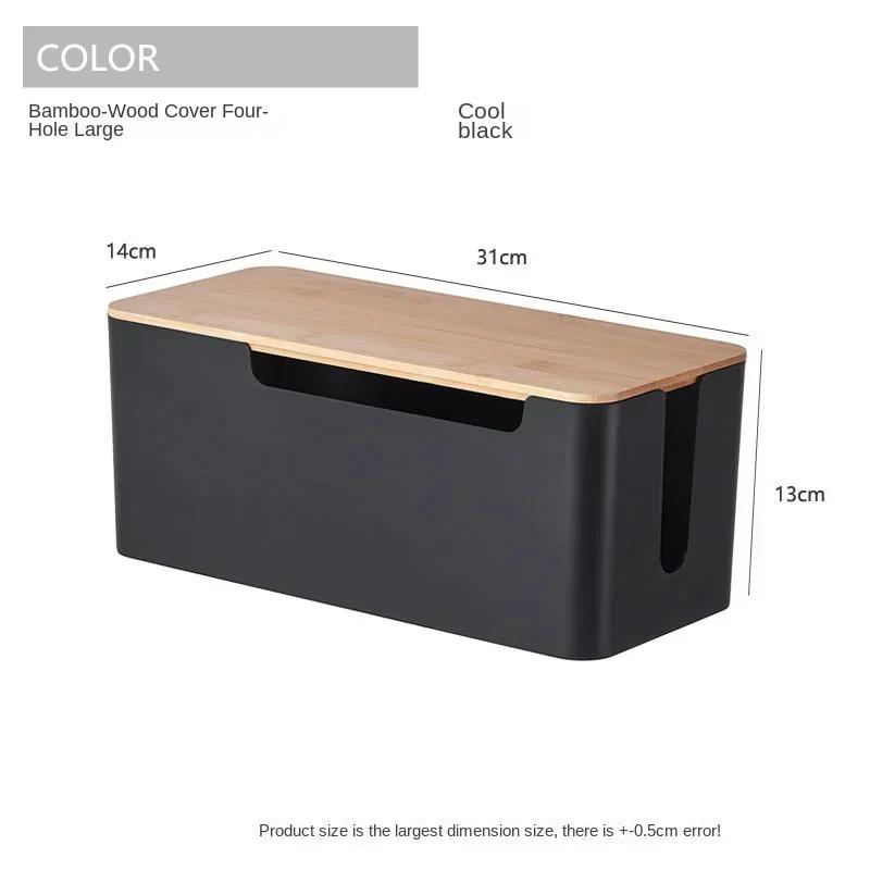 Fa irodai kábel tároló doboz Tápvonal Vezetékkezelés Szervező Töltő Aljzat Hálózati Vonal Tároló Tálcák Asztali tárolók