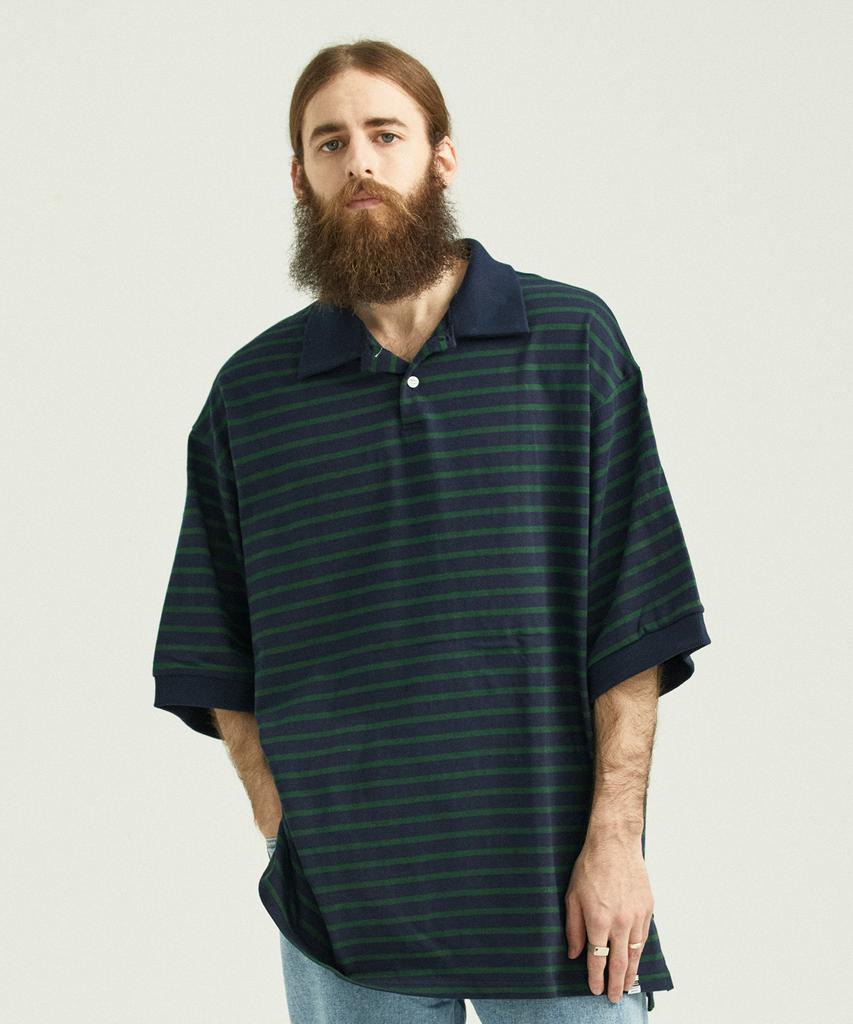CARGOBROS Cb Oversized Striped Pk T-Shirt (Green/Navy)