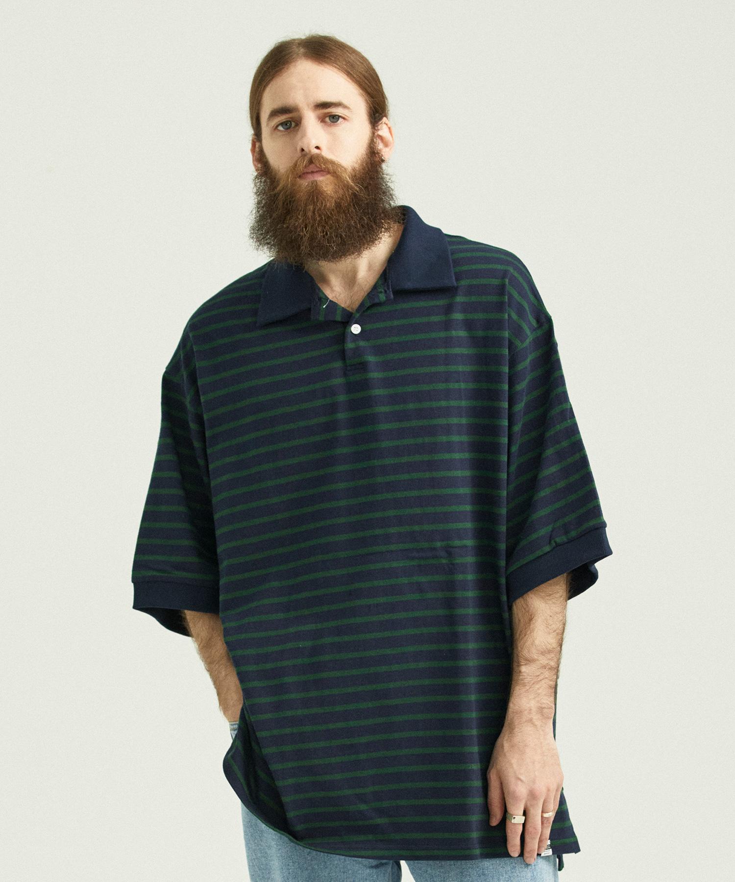 Cb Oversized Striped Pk T-Shirt (Green/Navy) Free