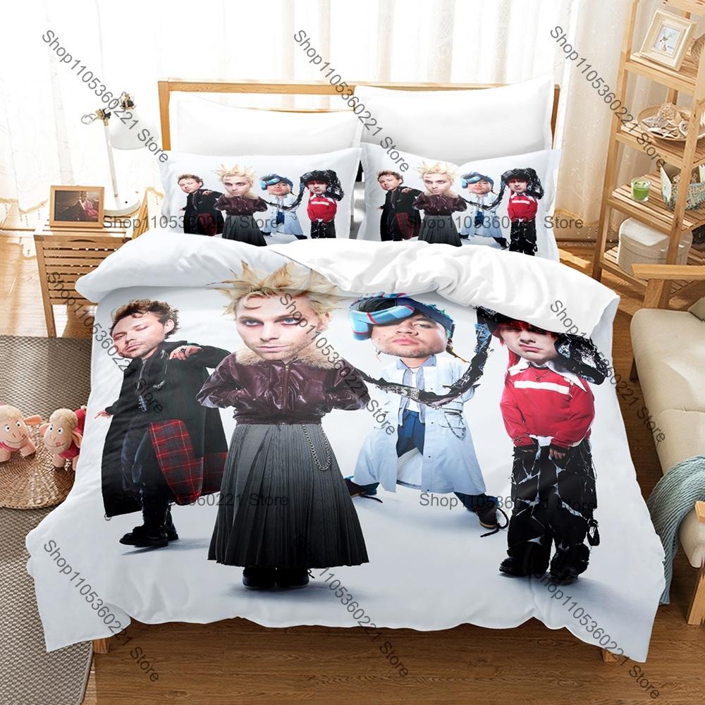 Ensemble de literie 3 pièces 5 Seconds of Summer World Tour Housse de couette taie d'oreiller groupe de musique 5SOS Ensemble couette de lit Everyone's A Star 100x130CM