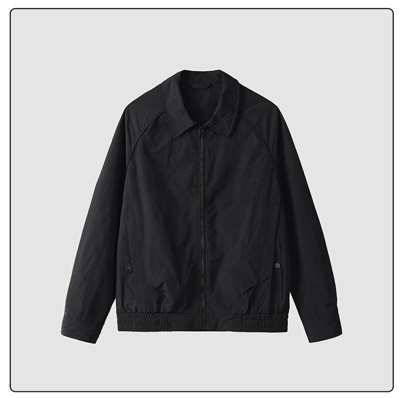 

Spring New Old Money Style Solid Color Line Deconstruction Splicing Lapel Casual Double Zipper Executive Jacket Top 3XL (recommended 170-92.5 kg) чорний