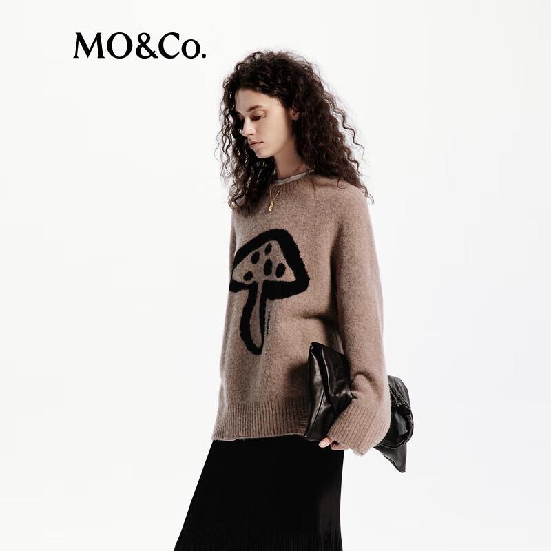 MO&Co. Mushroom Pattern Alpaca-Blend Knit Sweater