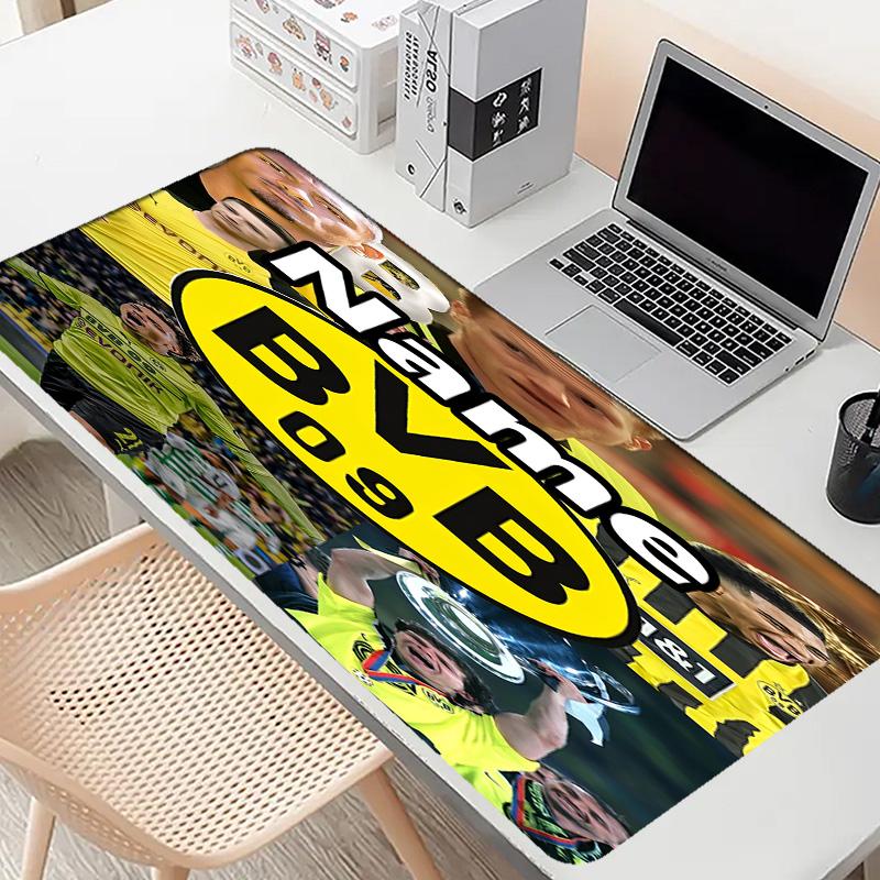 Custom Name Personalized Borussia Dortmund Pattern Mousepad, Laptop PC Desk Mat, Decorative Desk Mat for Home Keyboard Pad Gift