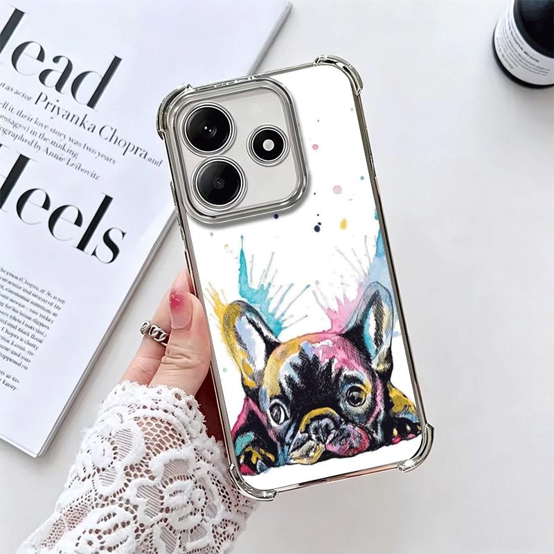 French Bulldog Dog Pug Design Plating Phone Case For Xiaomi Redmi Note 14 15 Pro Plus 13 12 11 11S 11T 10 9S 9 5G Anti-Fall Aira