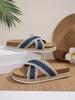 Women's Cross-Strap Thick-Soled Sandals - Summer 2026, Fabric Surface, Flat-Soled Beach Slippers for Outdoor Wear.