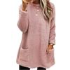 2026 New Women's Fleece Pocket Tee - Long Sleeve Plush Pullover Sweatshirt Top, Soft Cloud Touch Casual Shirt for Autumn Winter Loungewear Essentials