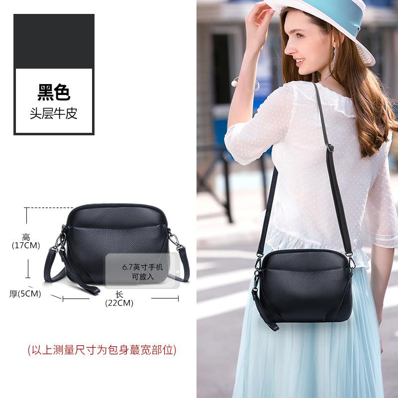 Minimalist Commuter Genuine Leather Women's Shoulder Bag Casual Small Square Bag Multi-Pocket Top Grain Cowhide Crossbody Bag
