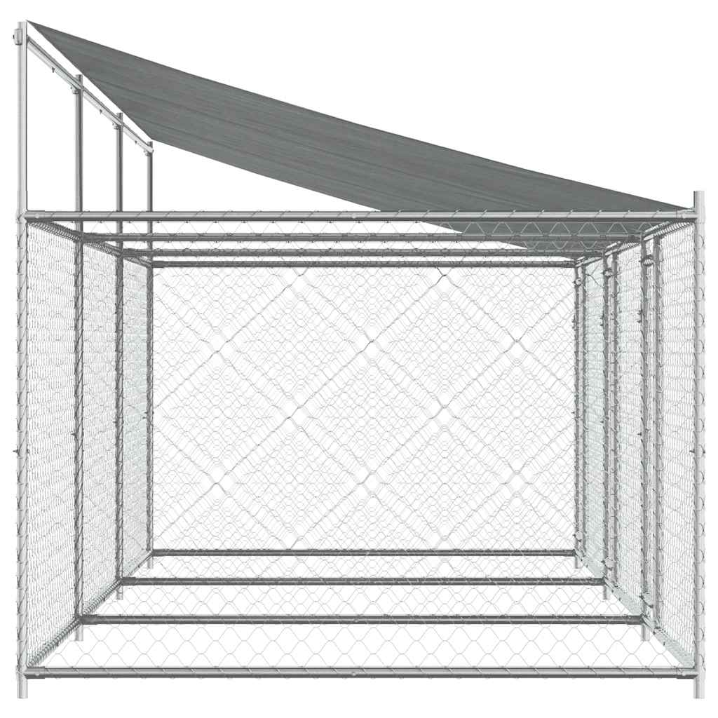 Vidaxl Gabbia per Cani, con Tetto e Porta, Grigia, 6x2x2 m, Acciaio