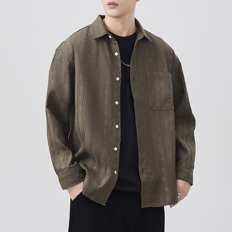 New Spring Japanese Retro Men's Loose Shirt Striped Casual American Shirt Jacket