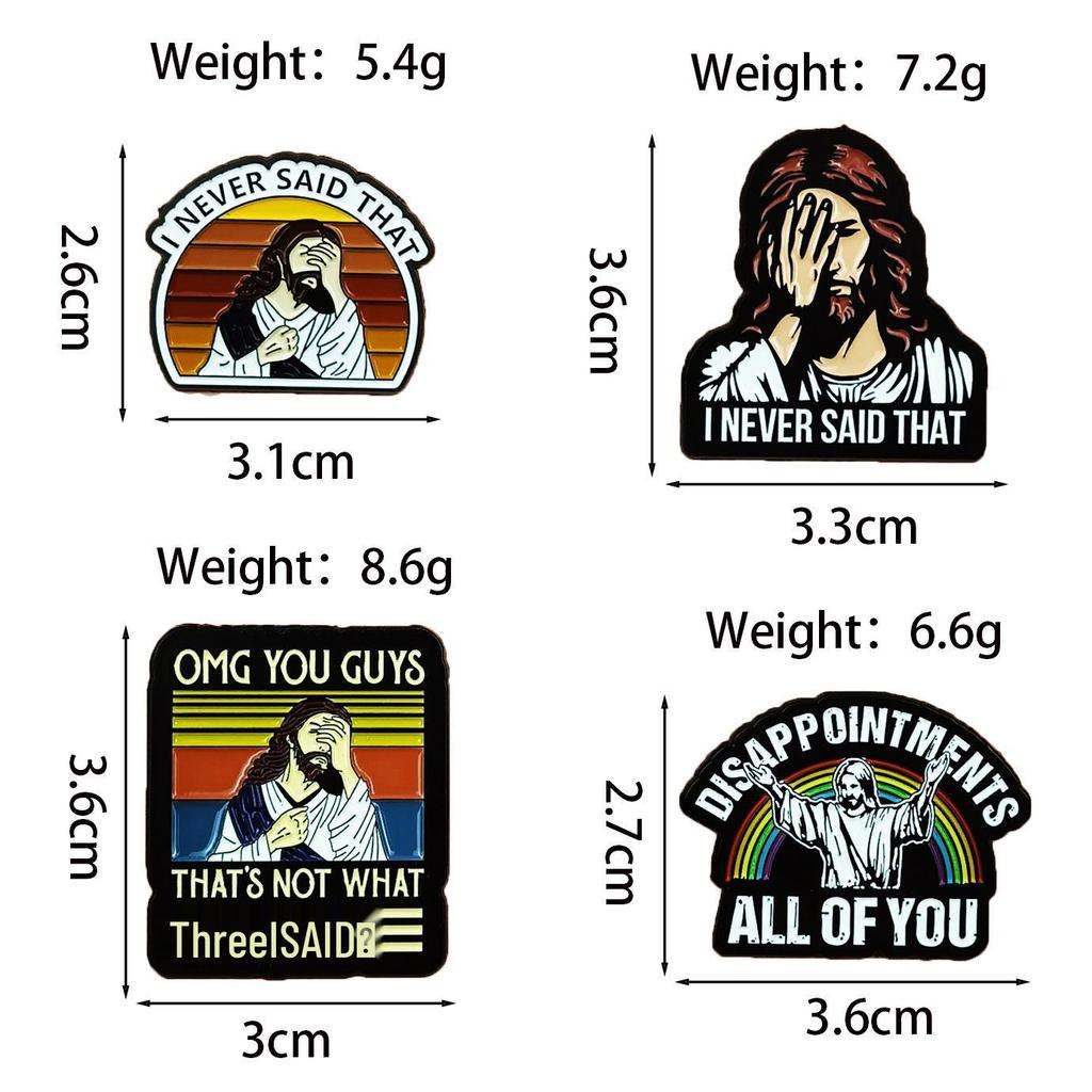 Vintage Cartoon Character Metal Brooch with English Quotes – Unique Backpack Decoration