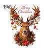 Christmas Party Glass Decorations Reindeer Static Sticker, Removable Window Clings with Merry Vintage Elk Head Decals Text, Reusable PVC Stickers for