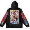 Anime One Piece Hoodie Luffy Battle Art Colorful Character Sleeve Print Long Sleeve Drawstring Pullover Sweatshirt Pirate Fans Streetwear Top