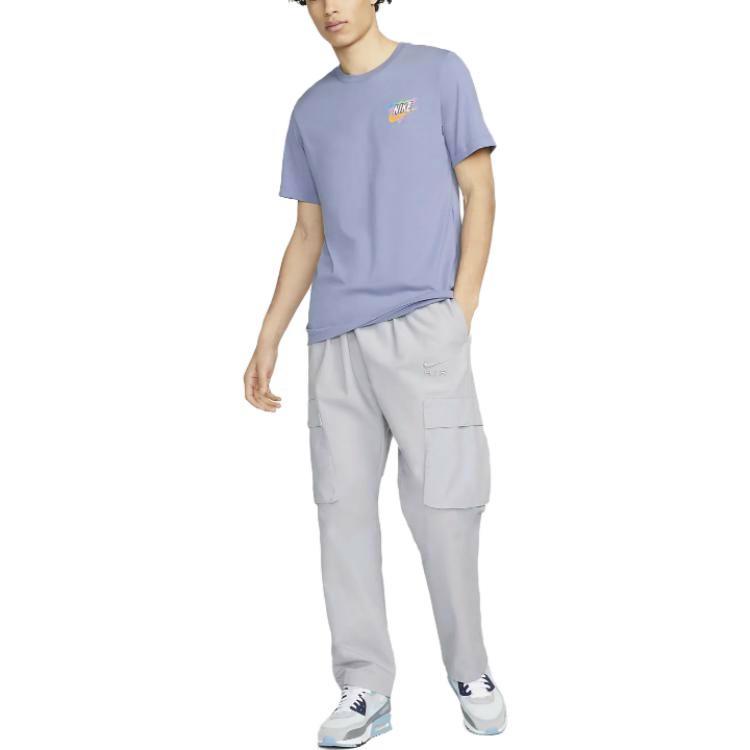 Nike American Vintage Pattern Print Logo Crew Neck Pullover Short Sleeve T-Shirt Men Tops Bright-Steel-Blue FD6637-493