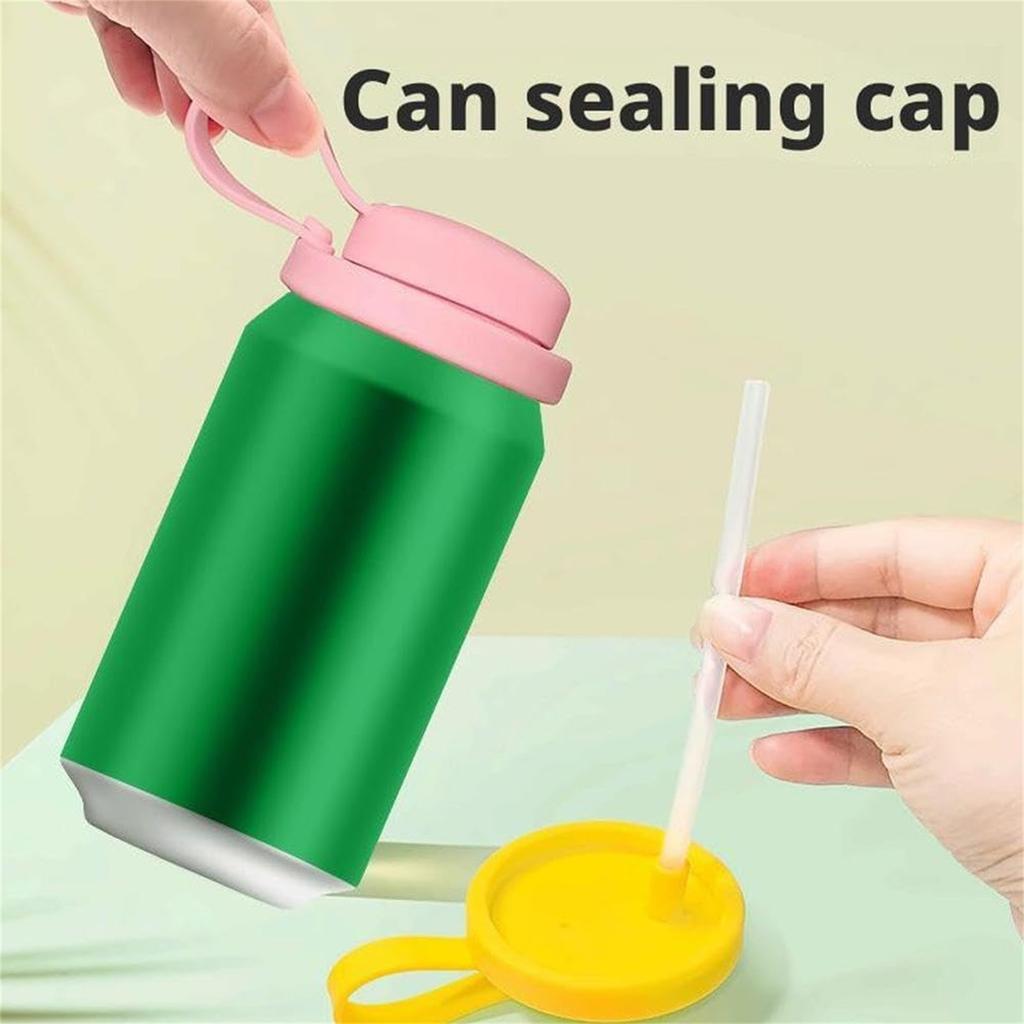 Upgrade Can Lids With Straws,New Reusable Can Lids With Silicone Straws,Silicone Covers, Beer, Juice, Beverage, Fits Standard Cans