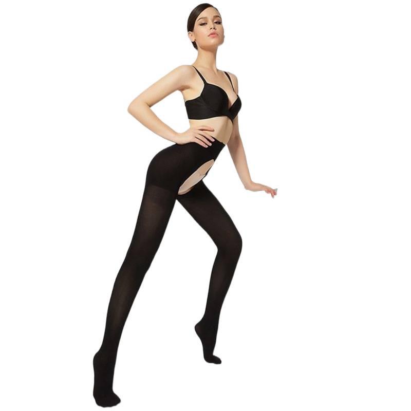 Spring & Autumn Velvet Open-Crotch Stockings - Double-Sided 100D Women's Leggings